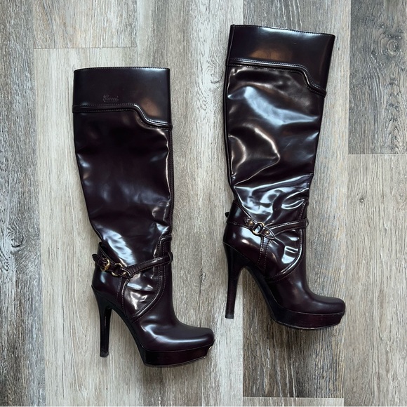 Vintage Y2K Gucci platform leather knee high boots - Picture 8 of 16